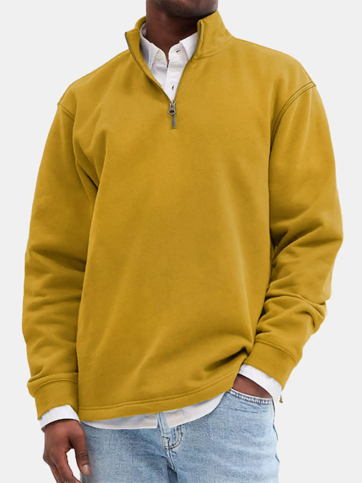 Men's Quarter-Zip Cotton Blend Sweatshirt ElevenOasis