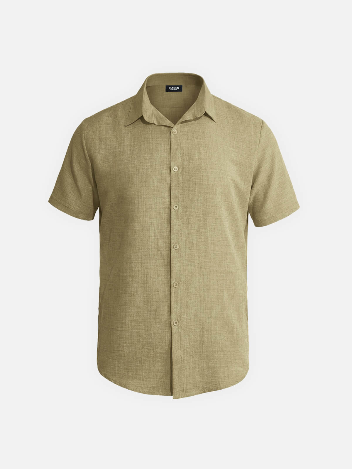 Men's Tonal Button Linen-Blend Short Sleeve Shirt Eleven Oasis