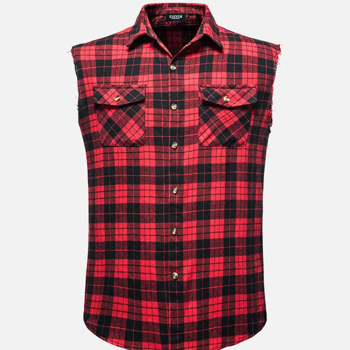 Men's Buffalo Plaid Sleeveless Shirt Eleven Oasis