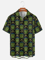 Tall Men's Frankenstein Print Short Sleeve Shirt Eleven Oasis