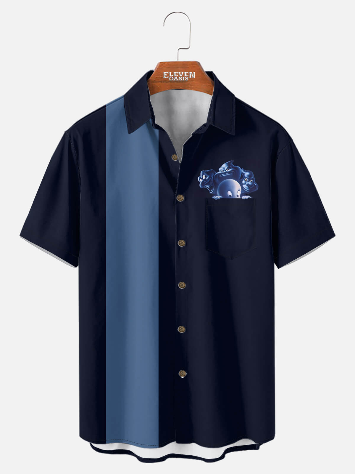 Tall Men's Casper the Friendly Ghost Halloween Short Sleeve Shirt Eleven Oasis