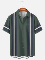 Men's Classic Pinstripe Bowling Short Sleeve Shirt Eleven Oasis