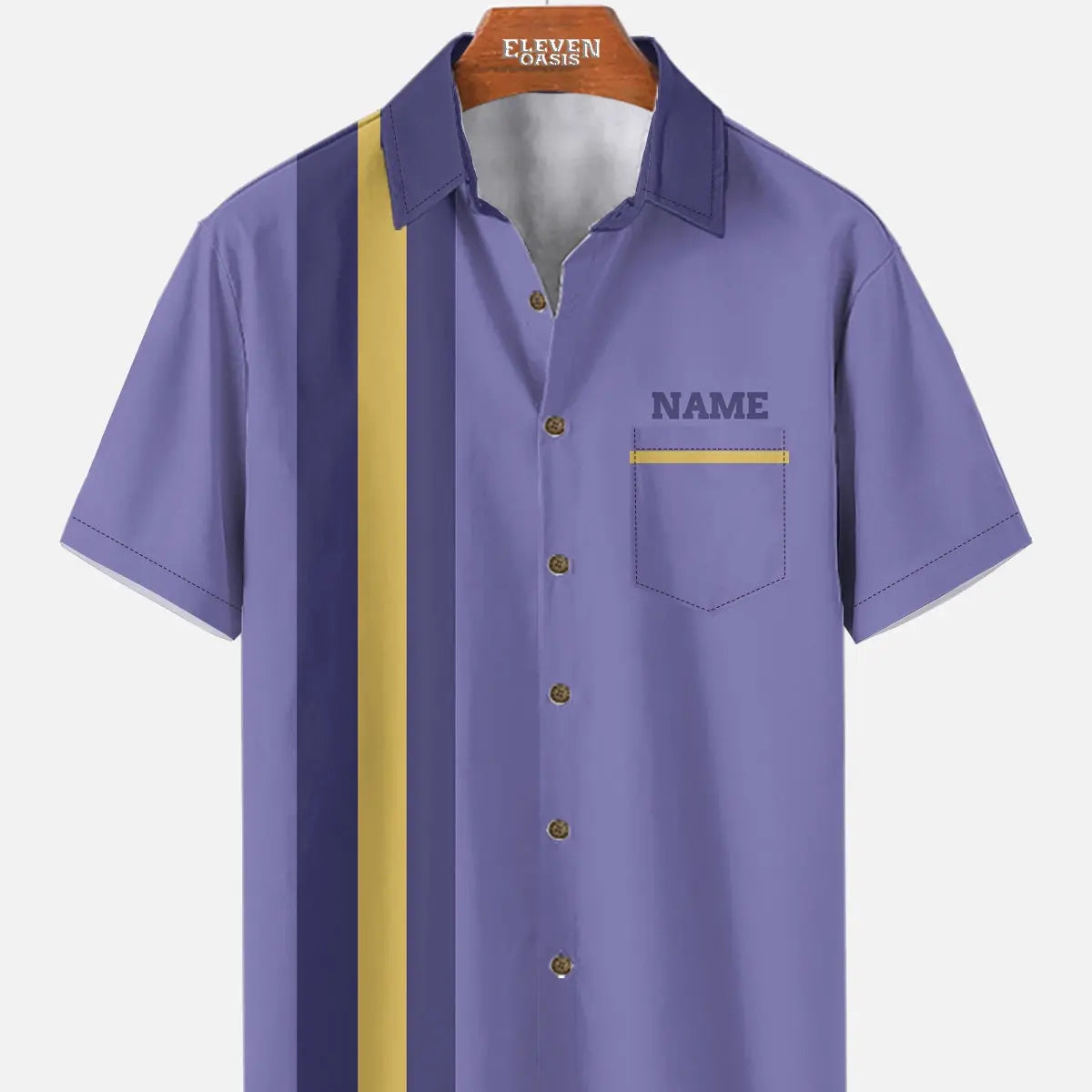 Men's Custom League Night Bowling Short Sleeve Shirt Eleven Oasis
