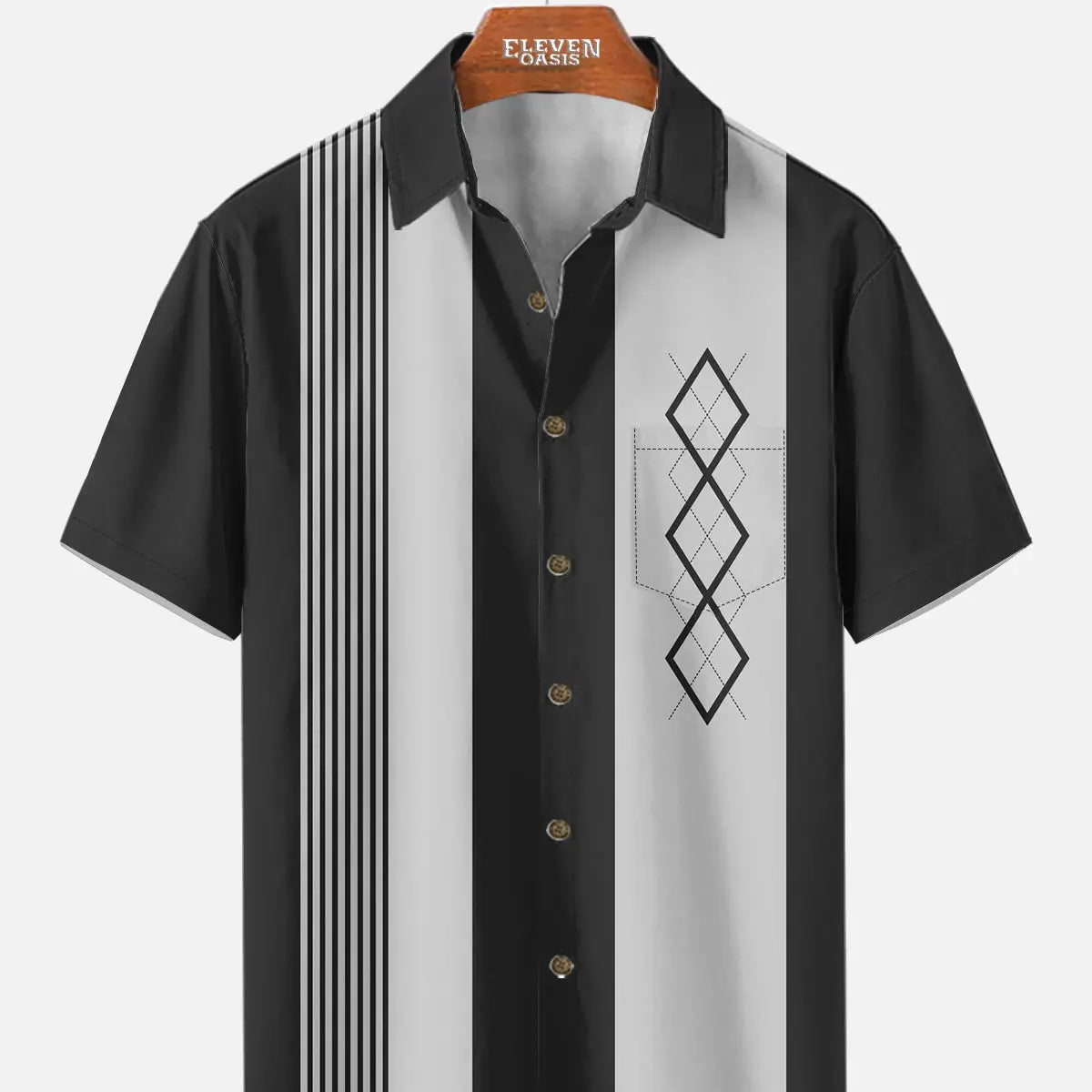 Men's Mid-Century Geometric Short Sleeve Shirt ElevenOasis