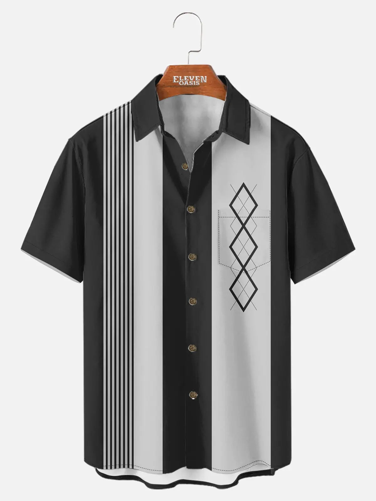 Men's Mid-Century Geometric Short Sleeve Shirt ElevenOasis