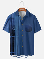 Tall Men's Michael Myers Window Scene Halloween Short Sleeve Shirt ElevenOasis