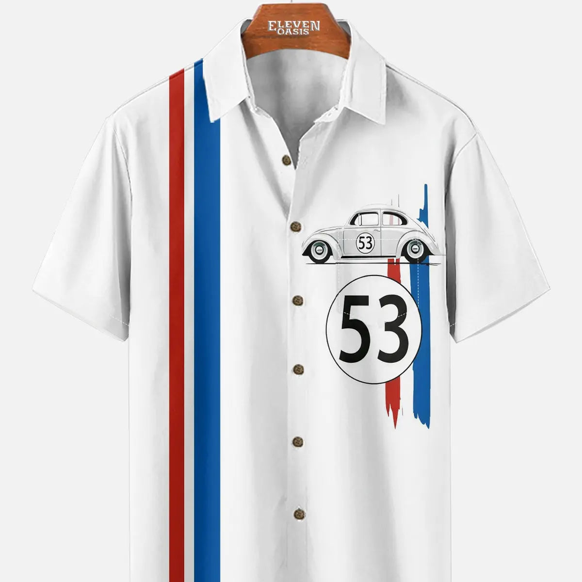 Men's Automotive Elements Contrasting Stripe Short Sleeve Shirt ElevenOasis