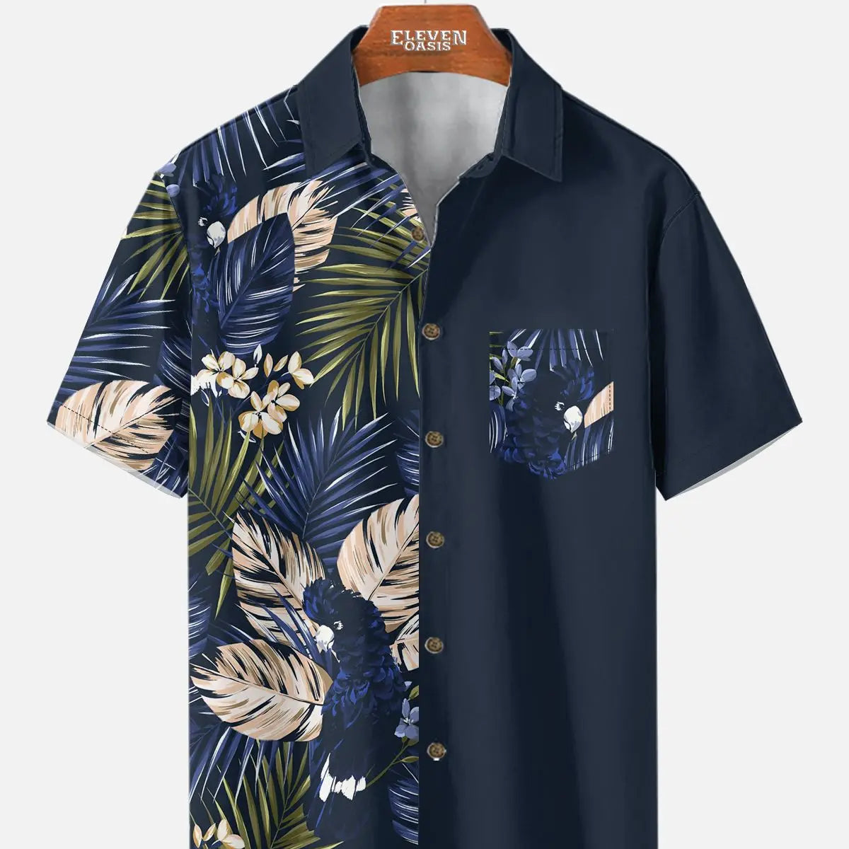 Men's Hawaii Retro Tropical Flora Short Sleeve Shirt ElevenOasis