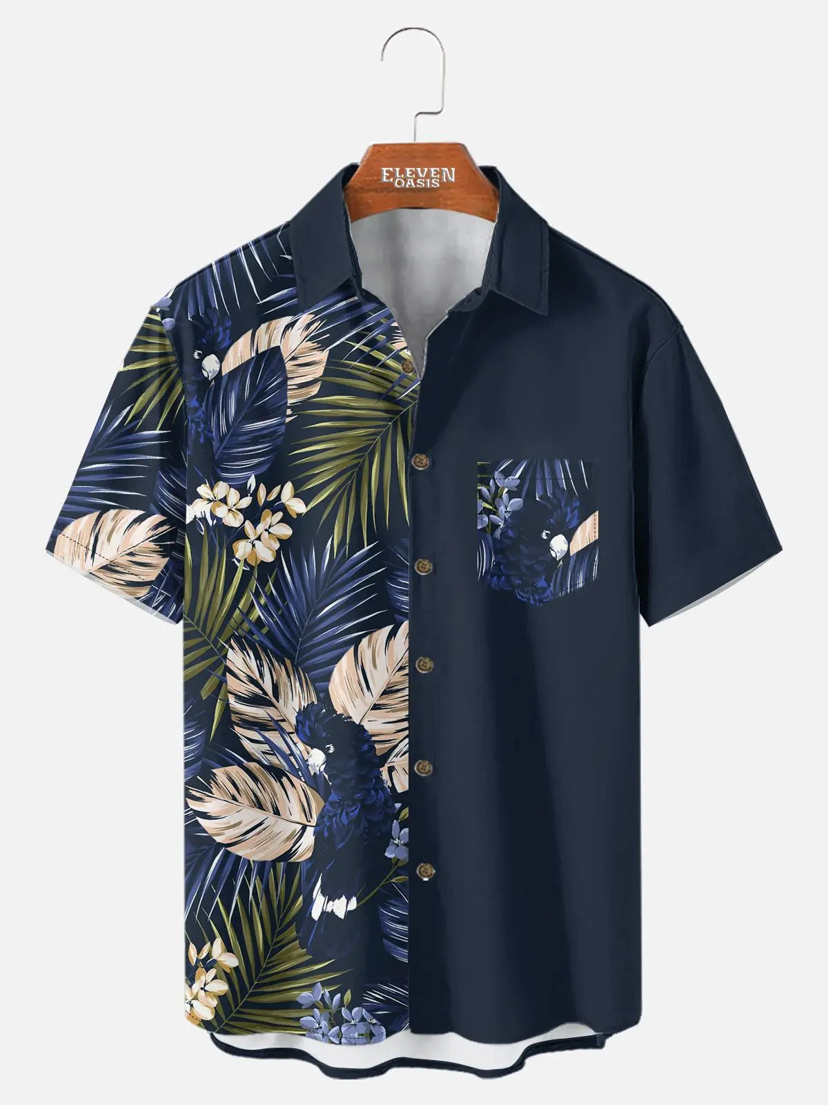 Men's Hawaii Retro Tropical Flora Short Sleeve Shirt ElevenOasis