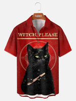 Men's Witch Please Black Cat Halloween Short Sleeve Shirt Eleven Oasis
