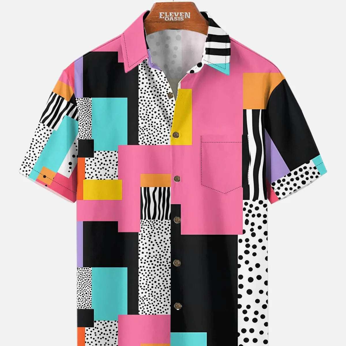 Men's Retro Pop Art Short Sleeve Shirt Eleven Oasis