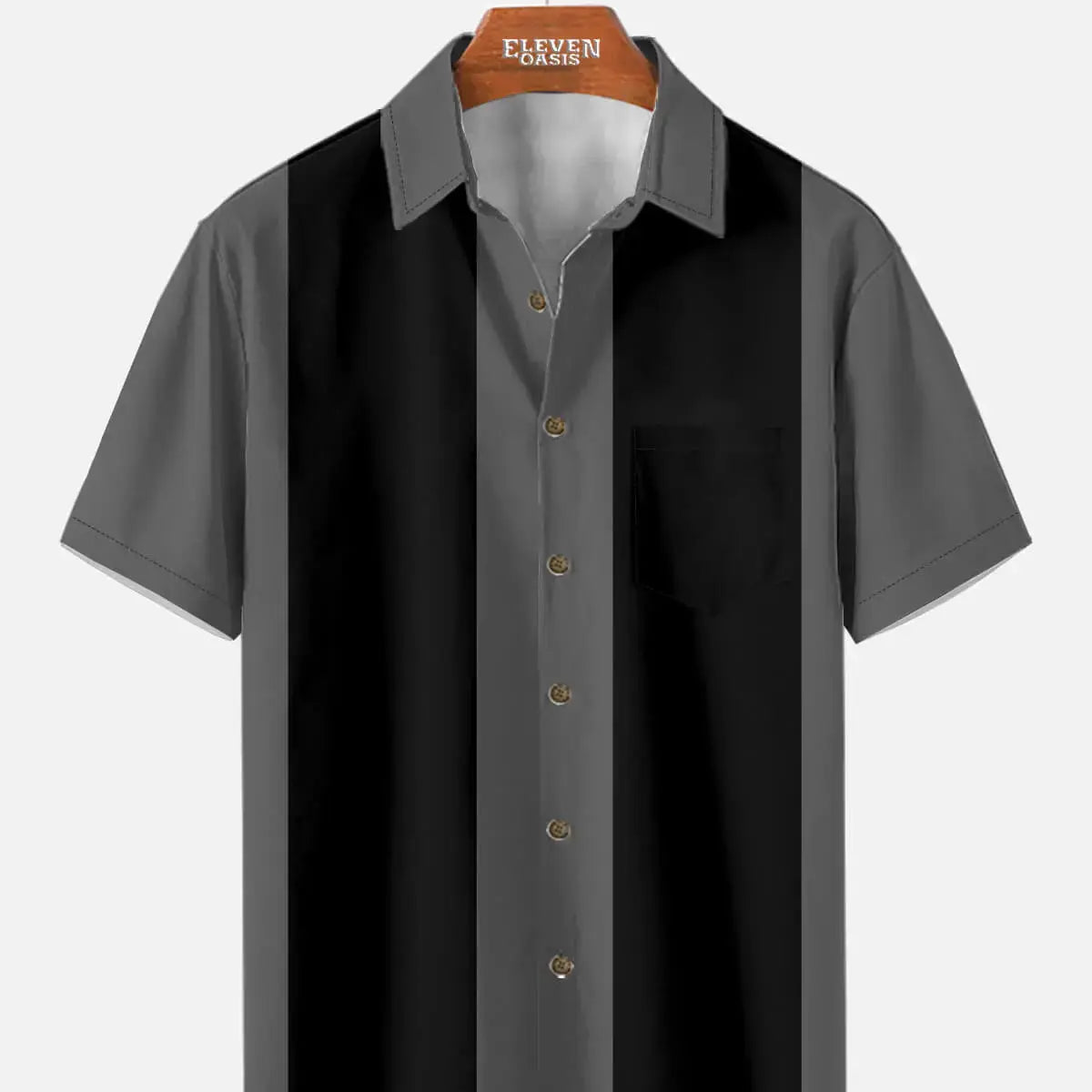 Men's Basic 50s Style Bowling Short Sleeve Shirt ElevenOasis
