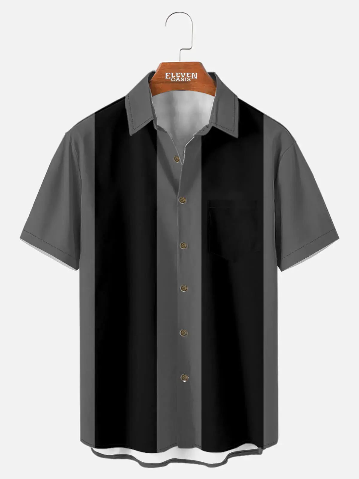 Men's Basic 50s Style Bowling Short Sleeve Shirt ElevenOasis