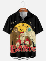 Tall Men's Believe in Bigfoot Christmas Short Sleeve Shirt Eleven Oasis