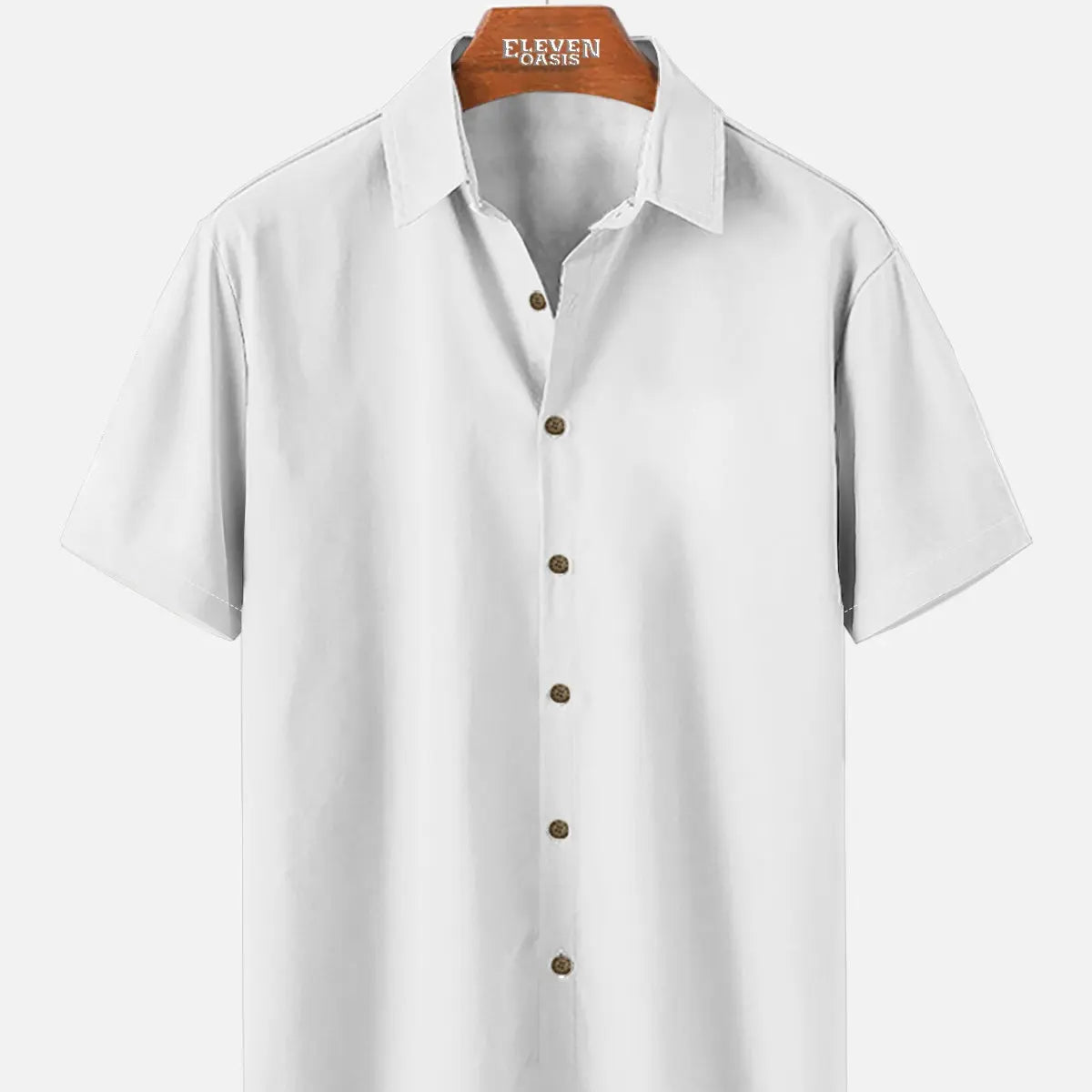 Tall Men's Casual Linen-Feel Printed Solid Color Button Short Sleeve Shirt ElevenOasis