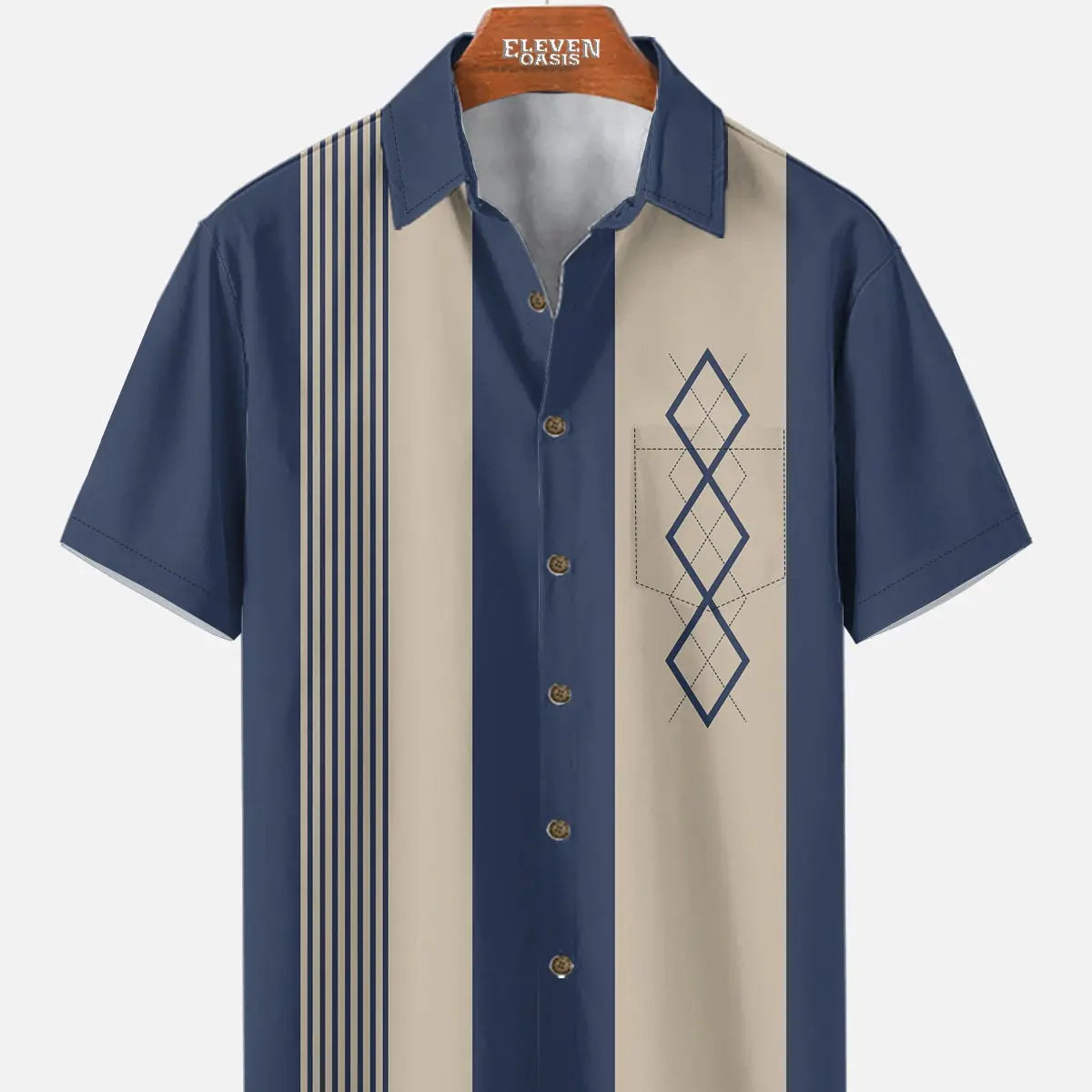Tall Men's Mid-Century Geometric Short Sleeve Shirt ElevenOasis