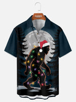 Men's Bigfoot Christmas Lights Short Sleeve Shirt Eleven Oasis