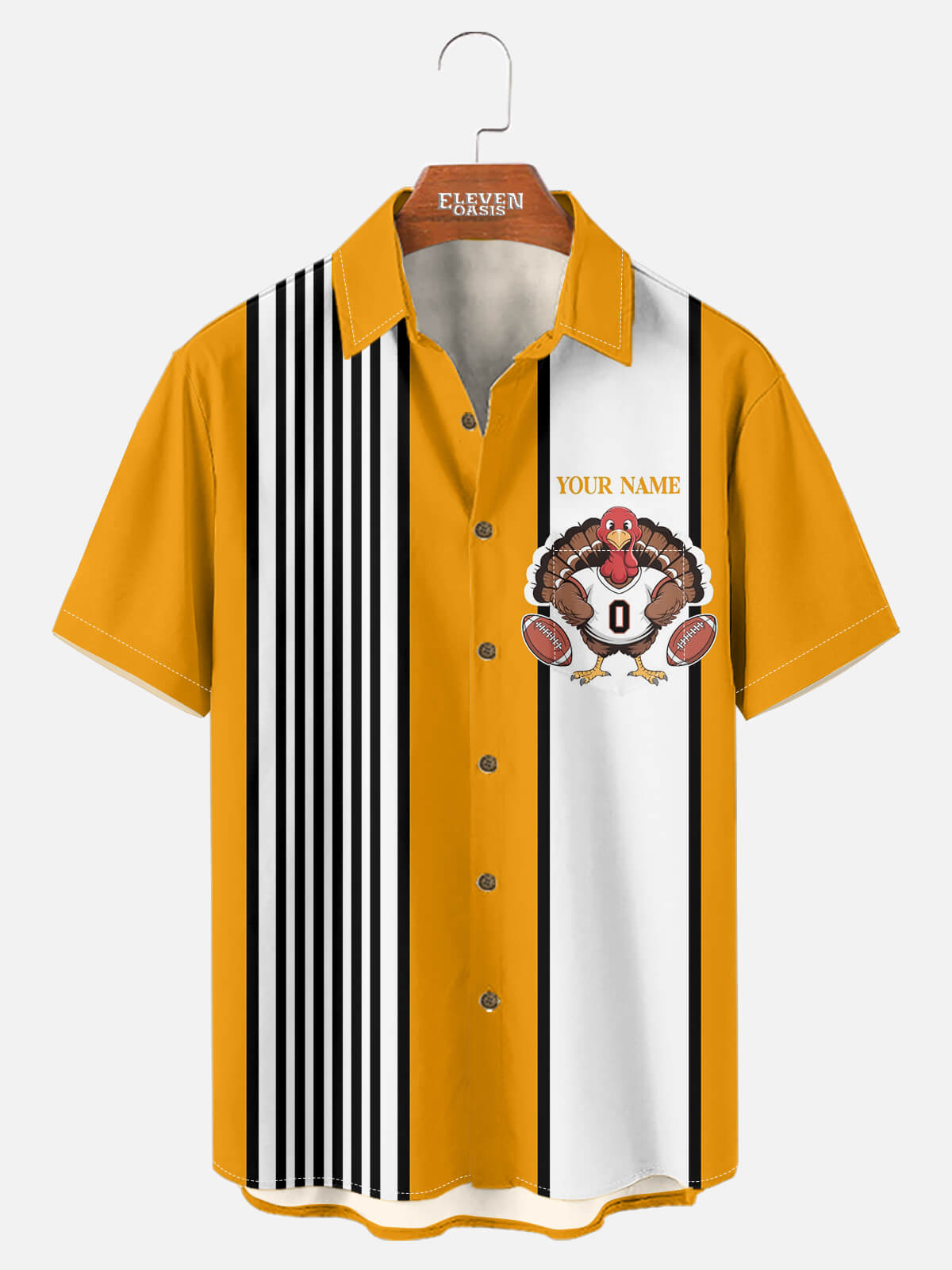 Men's Custom Thanksgiving Football Turkey Short Sleeve Shirt Eleven Oasis