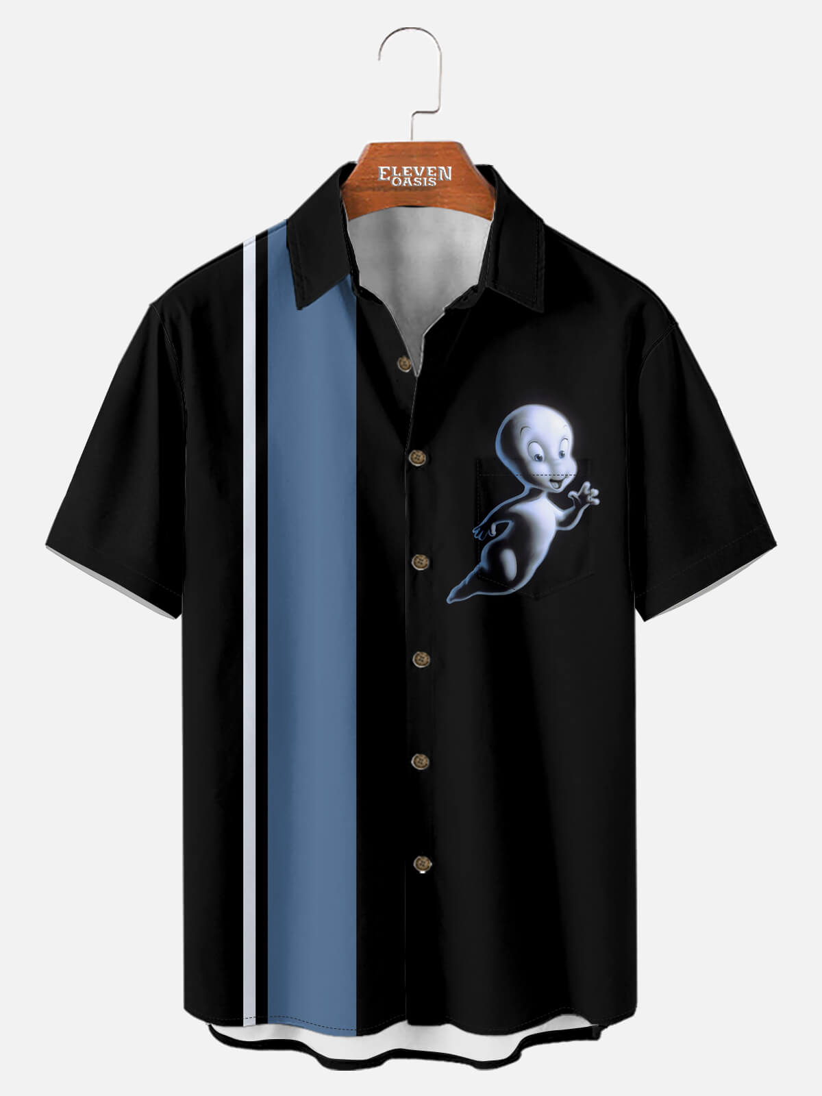 Tall Men's Casper the Friendly Ghost Retro Halloween Short Sleeve Shirt Eleven Oasis