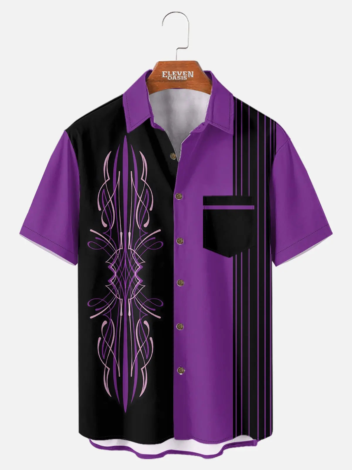 Tall Men's Blue Pinstripe Hot Rod Short Sleeve Shirt ElevenOasis