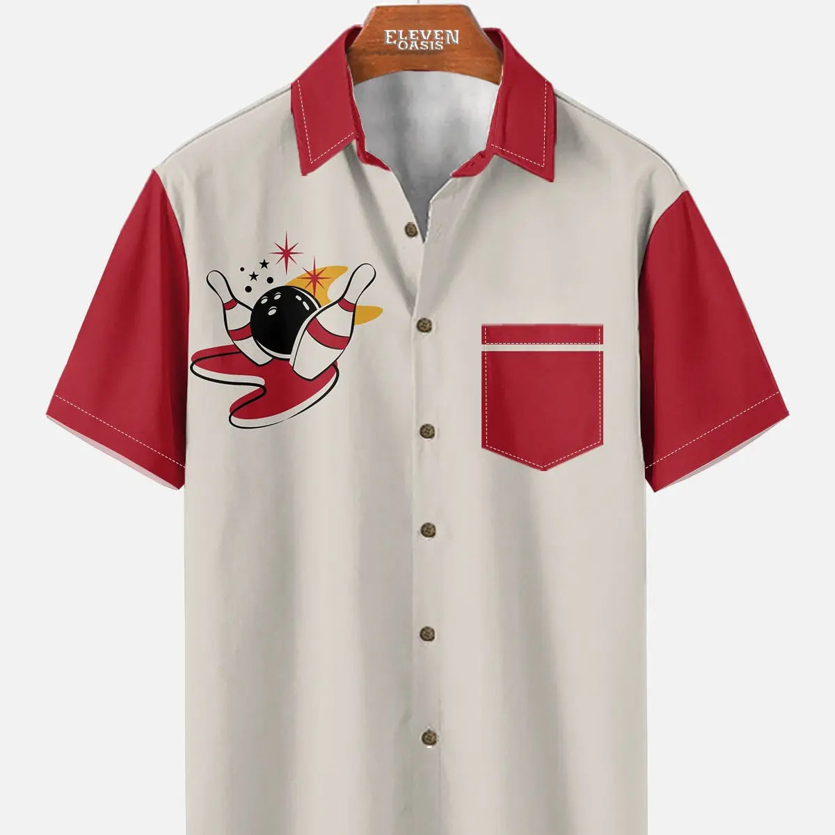 Tall Men's Custom Bowling Graphic Short Sleeve Shirt Eleven Oasis
