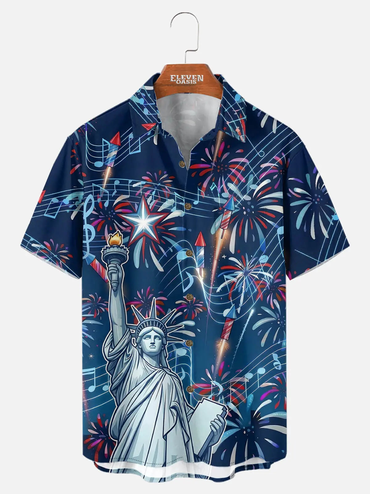 Men's Liberty Fireworks Celebration Short Sleeve Shirt ElevenOasis