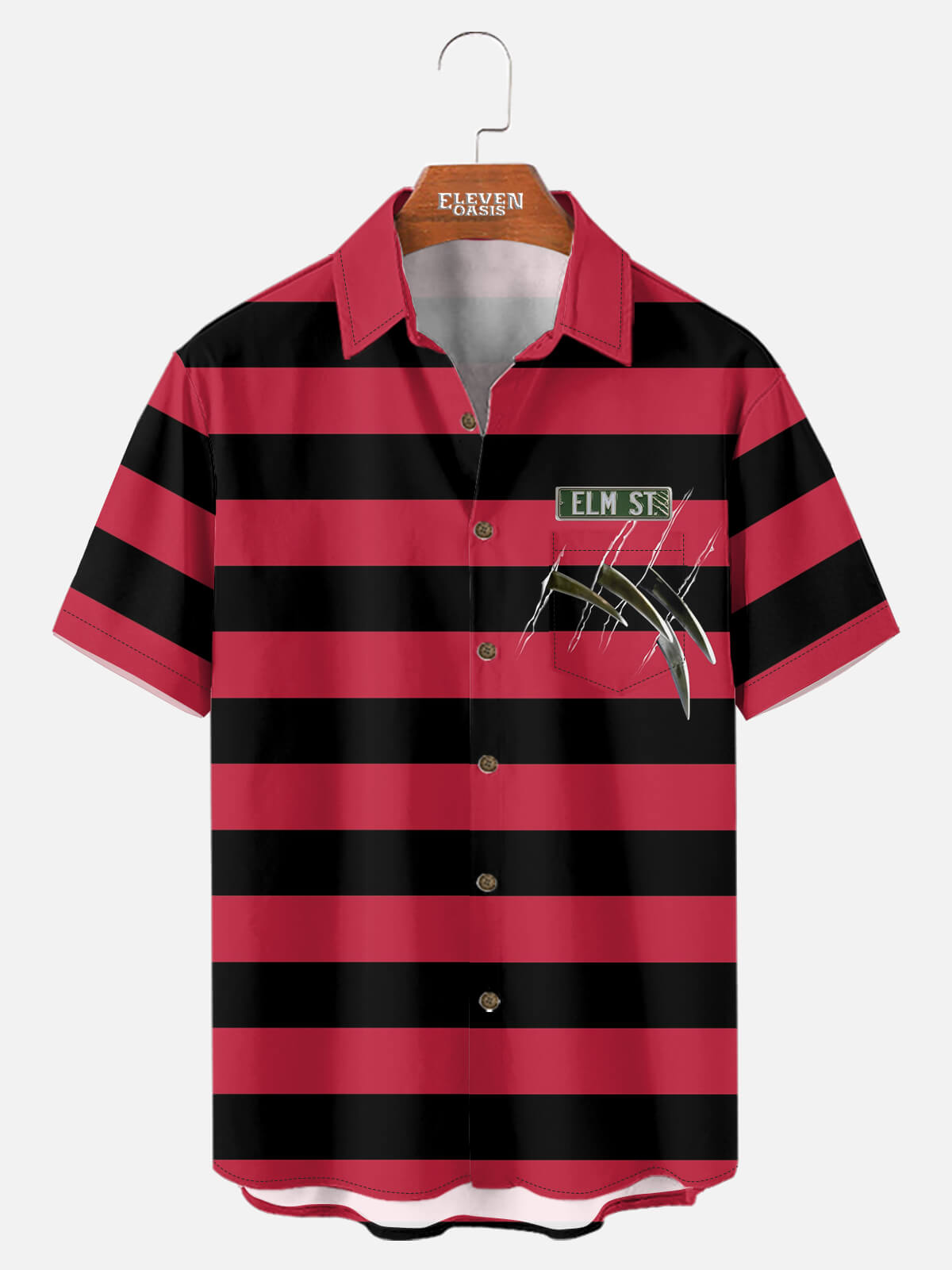 Tall Men's Nightmare on Elm Street Freddy Krueger Short Sleeve Shirt Eleven Oasis