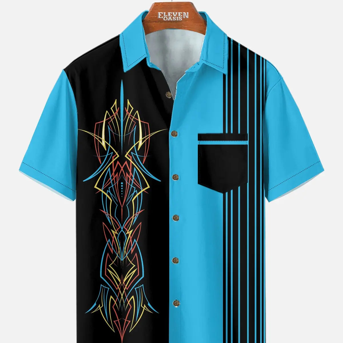 Men's Automotive Stripe Short Sleeve Shirt ElevenOasis