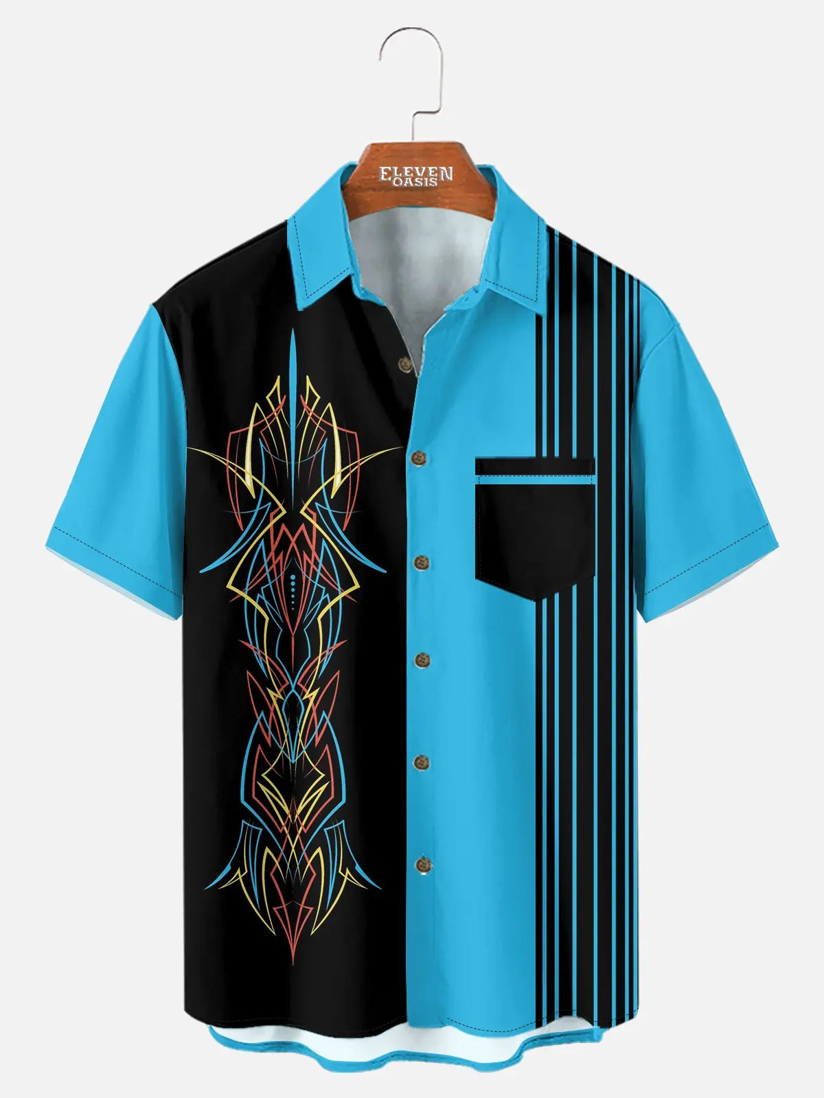 Men's Automotive Stripe Short Sleeve Shirt ElevenOasis