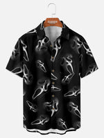 Tall Men's Ghost Face All-Over Print Short Sleeve Shirt Eleven Oasis