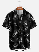 Tall Men's Ghost Face All-Over Print Short Sleeve Shirt Eleven Oasis