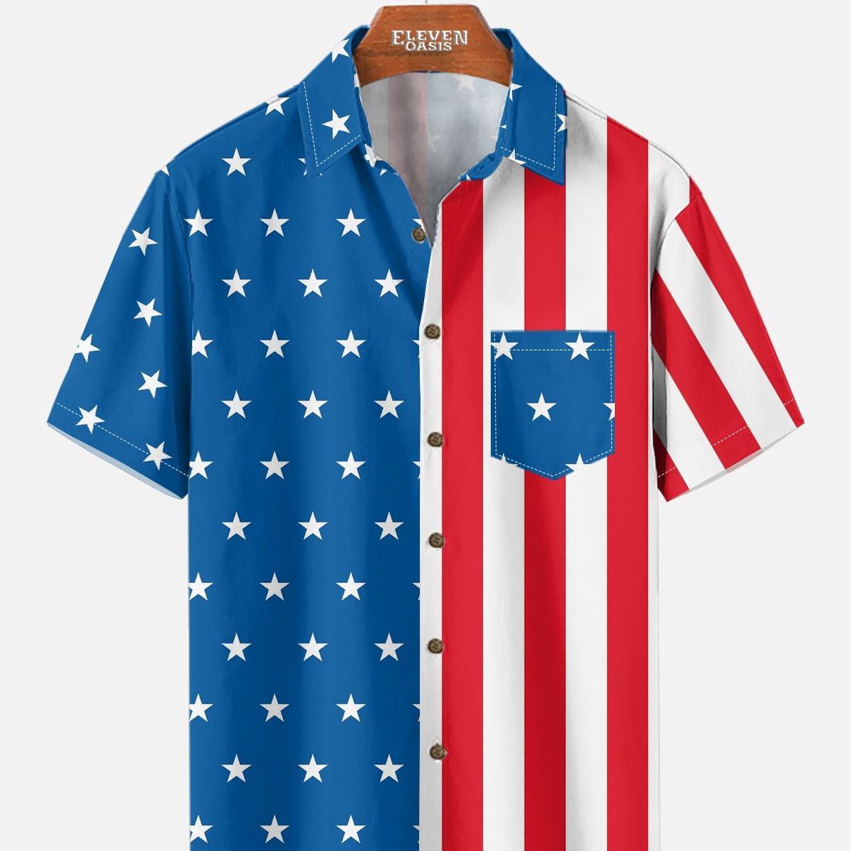 Men's Classic Americana Flag Short Sleeve Shirt Eleven Oasis