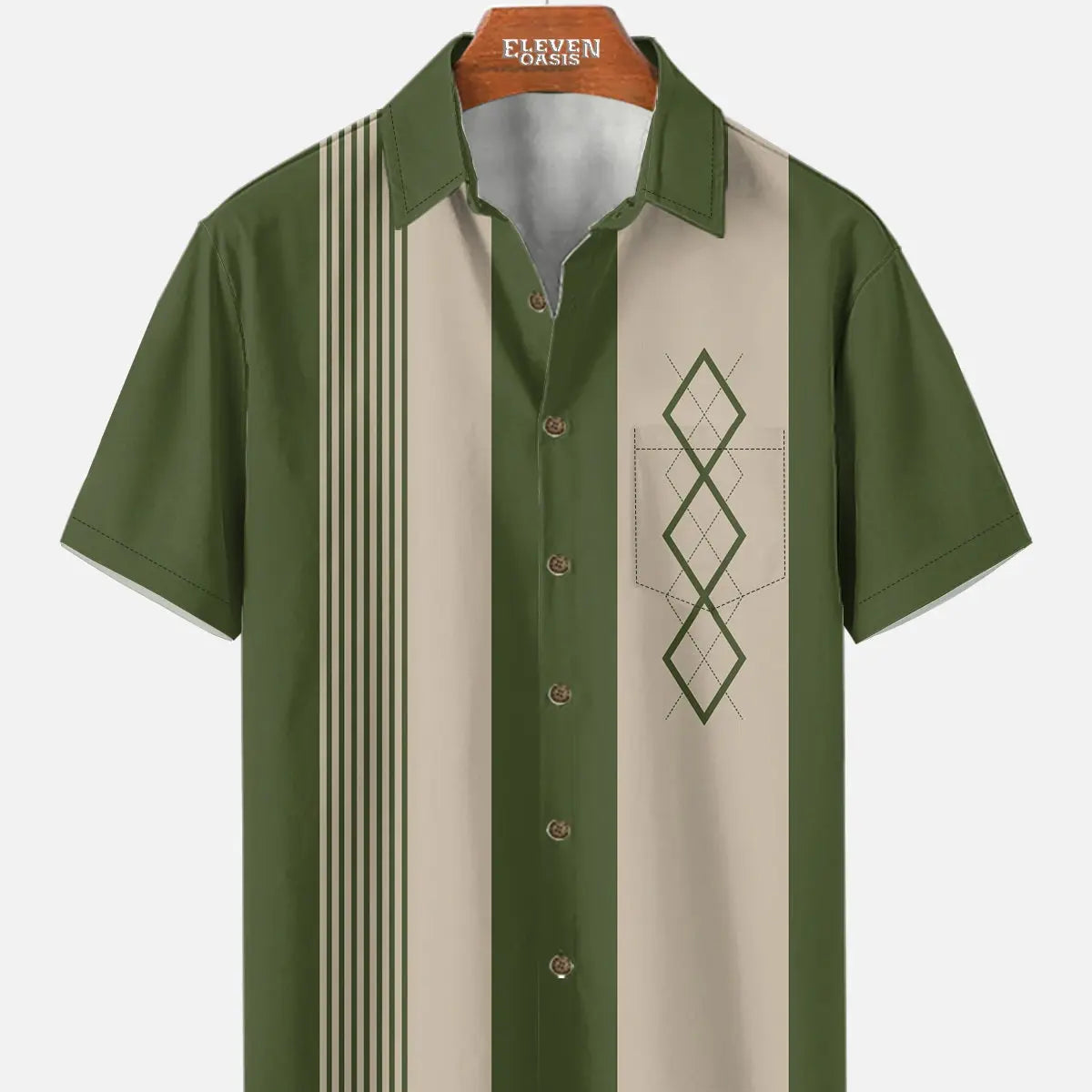 Men's Mid-Century Geometric Short Sleeve Shirt ElevenOasis