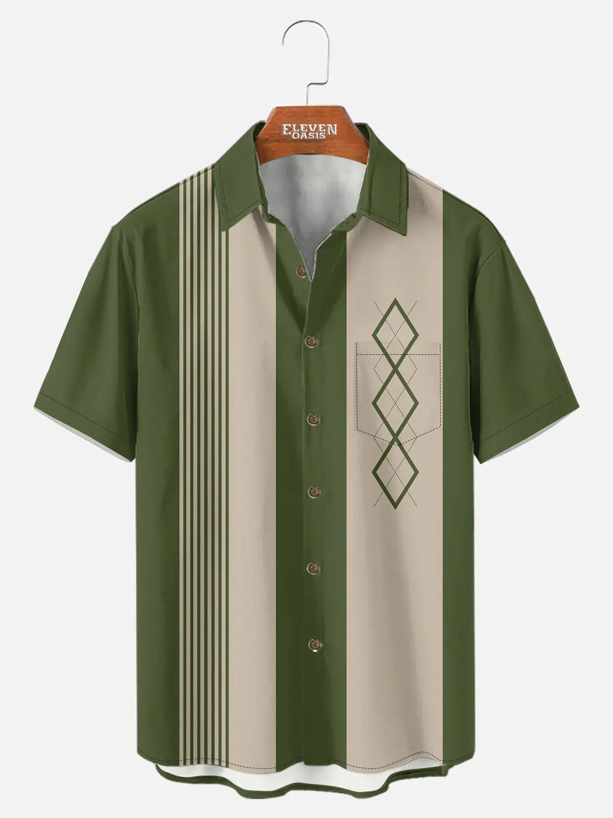 Men's Mid-Century Geometric Short Sleeve Shirt ElevenOasis