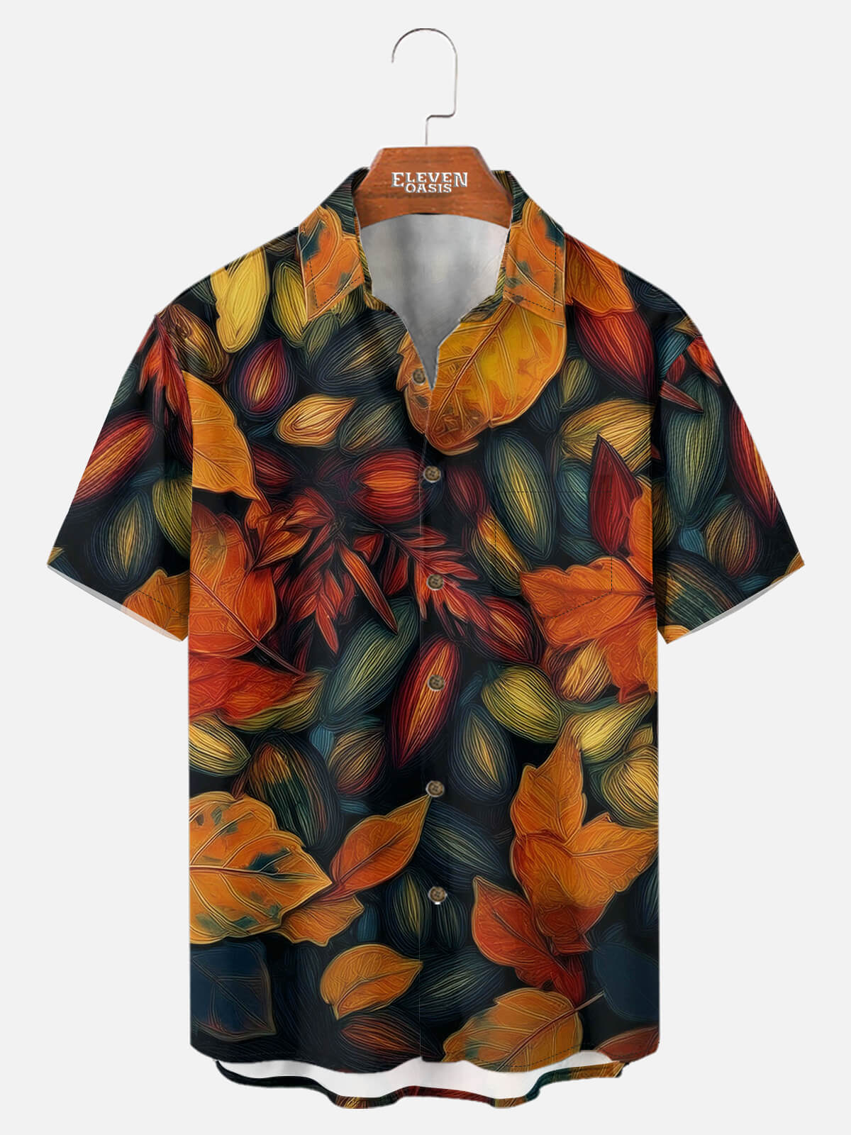Tall Men's Fall Leaves Short Sleeve Shirt Eleven Oasis