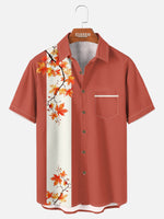Tall Men's Fall Maple Branch Panel Short Sleeve Shirt Eleven Oasis