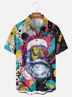 Men's Retro Pop Art Santa Christmas Short Sleeve Shirt ElevenOasis