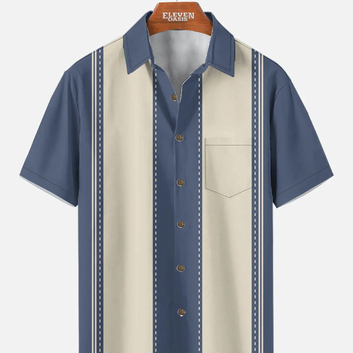 Tall Men's Classic Striped Bowling Style Short Sleeve Shirt ElevenOasis