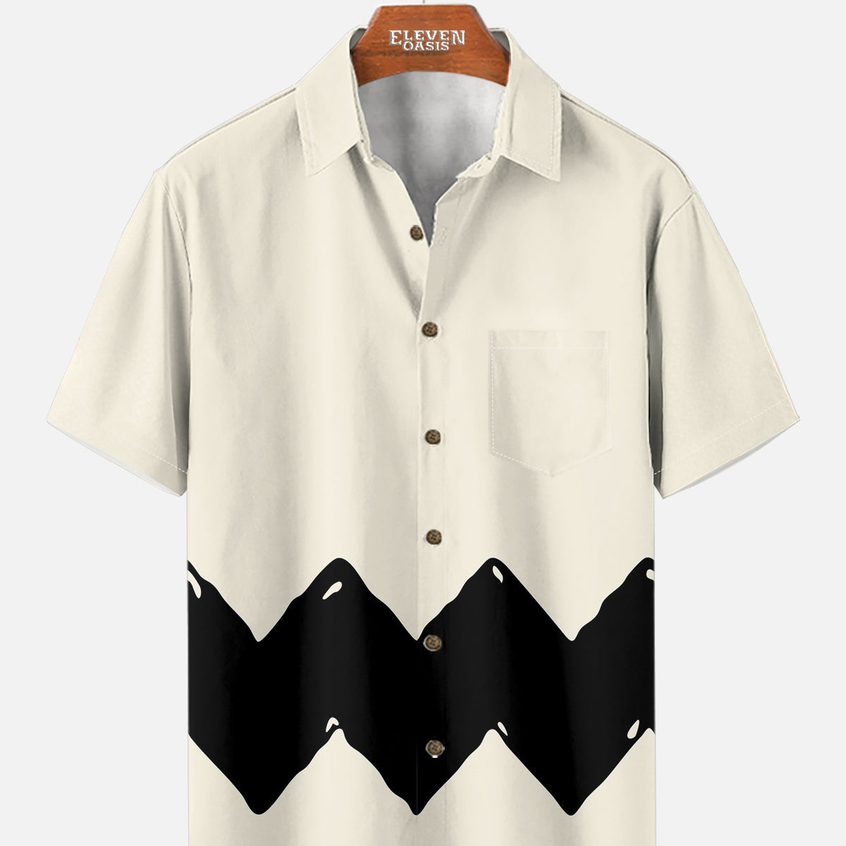 Men's Vintage Cartoon Zigzag Short Sleeve Shirt ElevenOasis