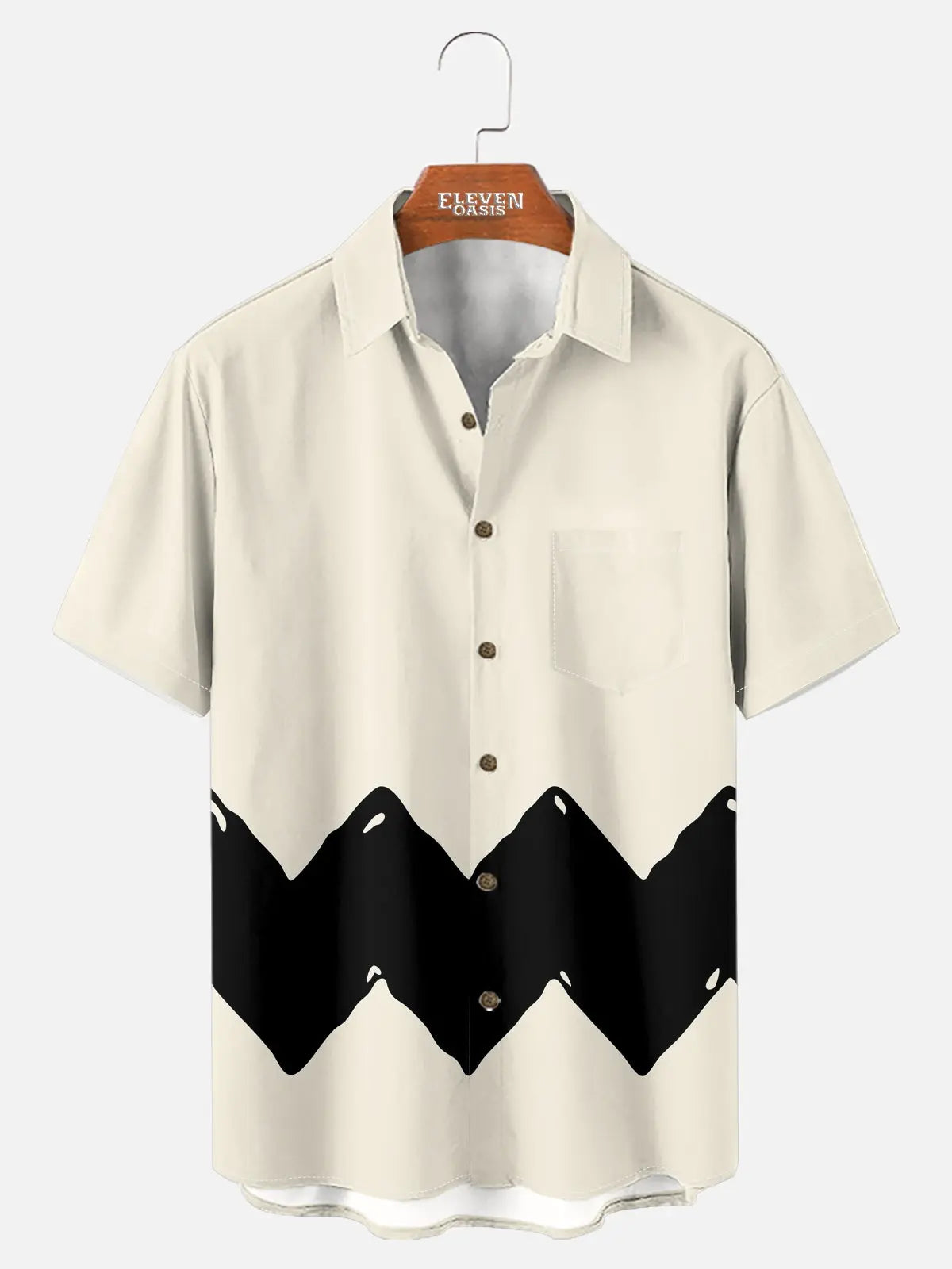 Men's Vintage Cartoon Zigzag Short Sleeve Shirt ElevenOasis