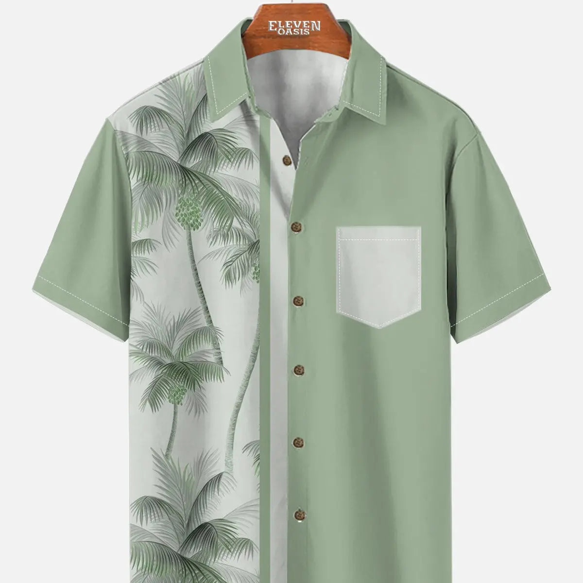 Men's Coconut Tree Casual Breathable Hawaiian Short Sleeve Shirt ElevenOasis