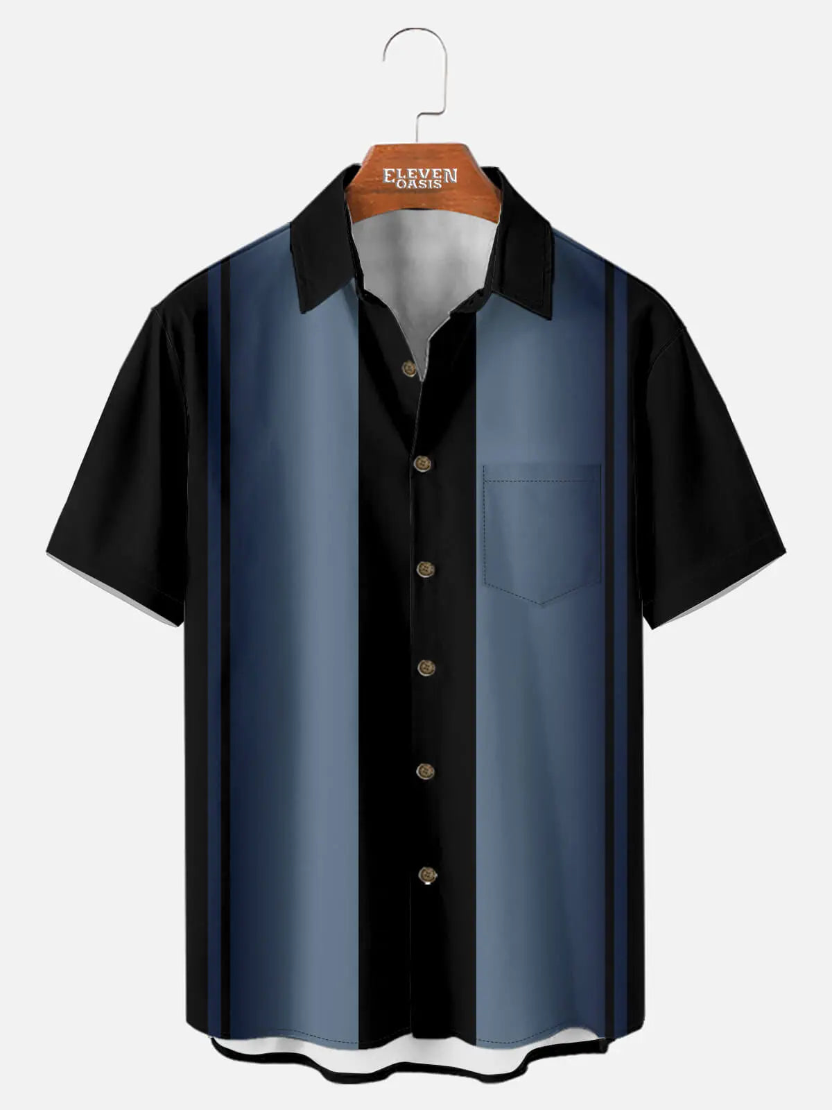 Men's Retro Panel Stripe Short Sleeve Shirt ElevenOasis