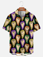 Tall Men's Retro Ghost Pattern Short Sleeve Shirt Eleven Oasis