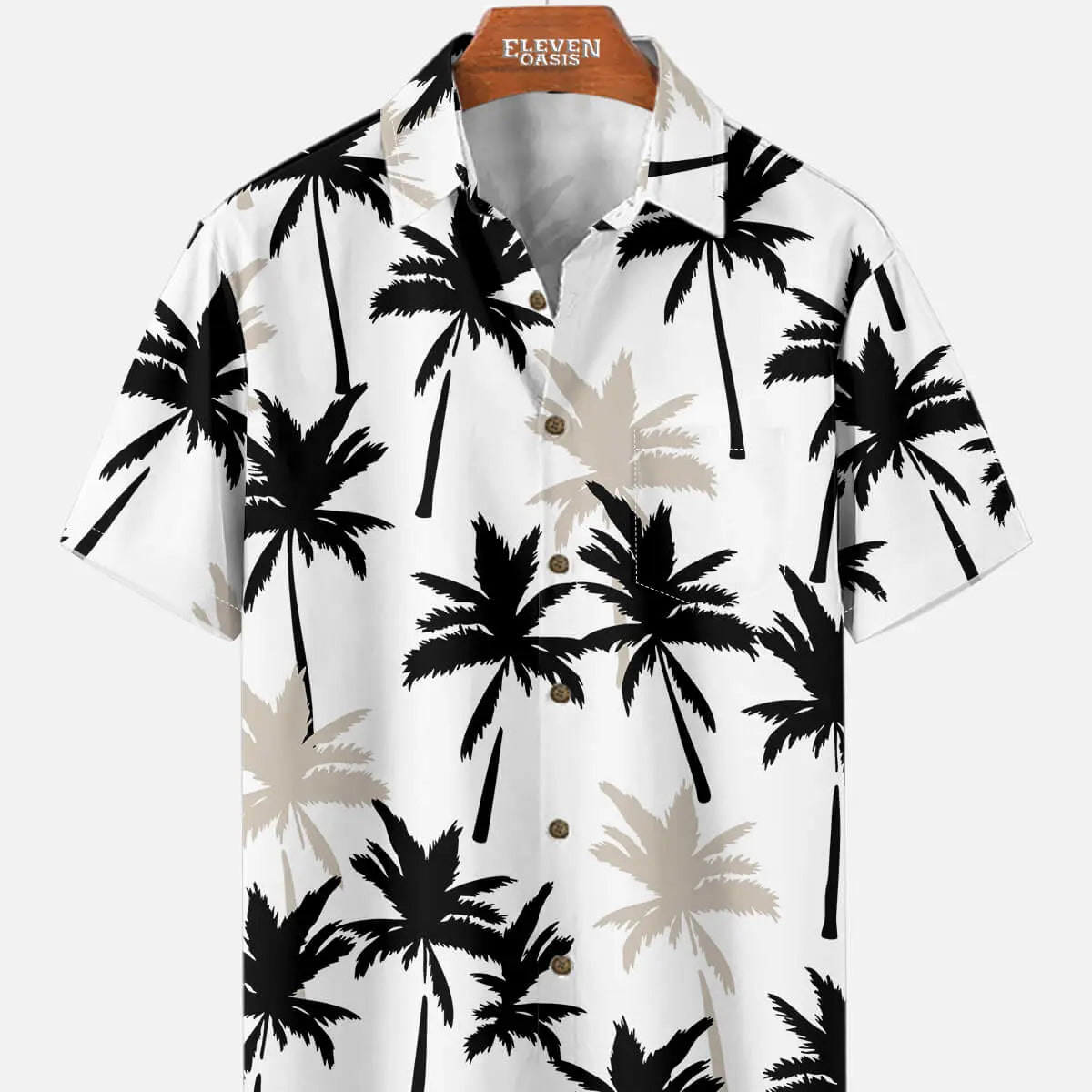 Tall Men's Tropical Palm Print Short Sleeve Shirt ElevenOasis