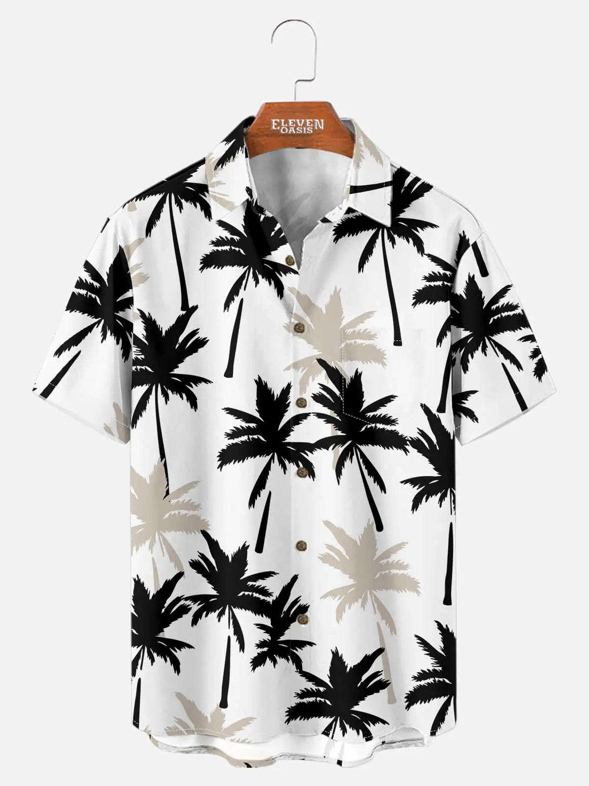 Tall Men's Tropical Palm Print Short Sleeve Shirt ElevenOasis