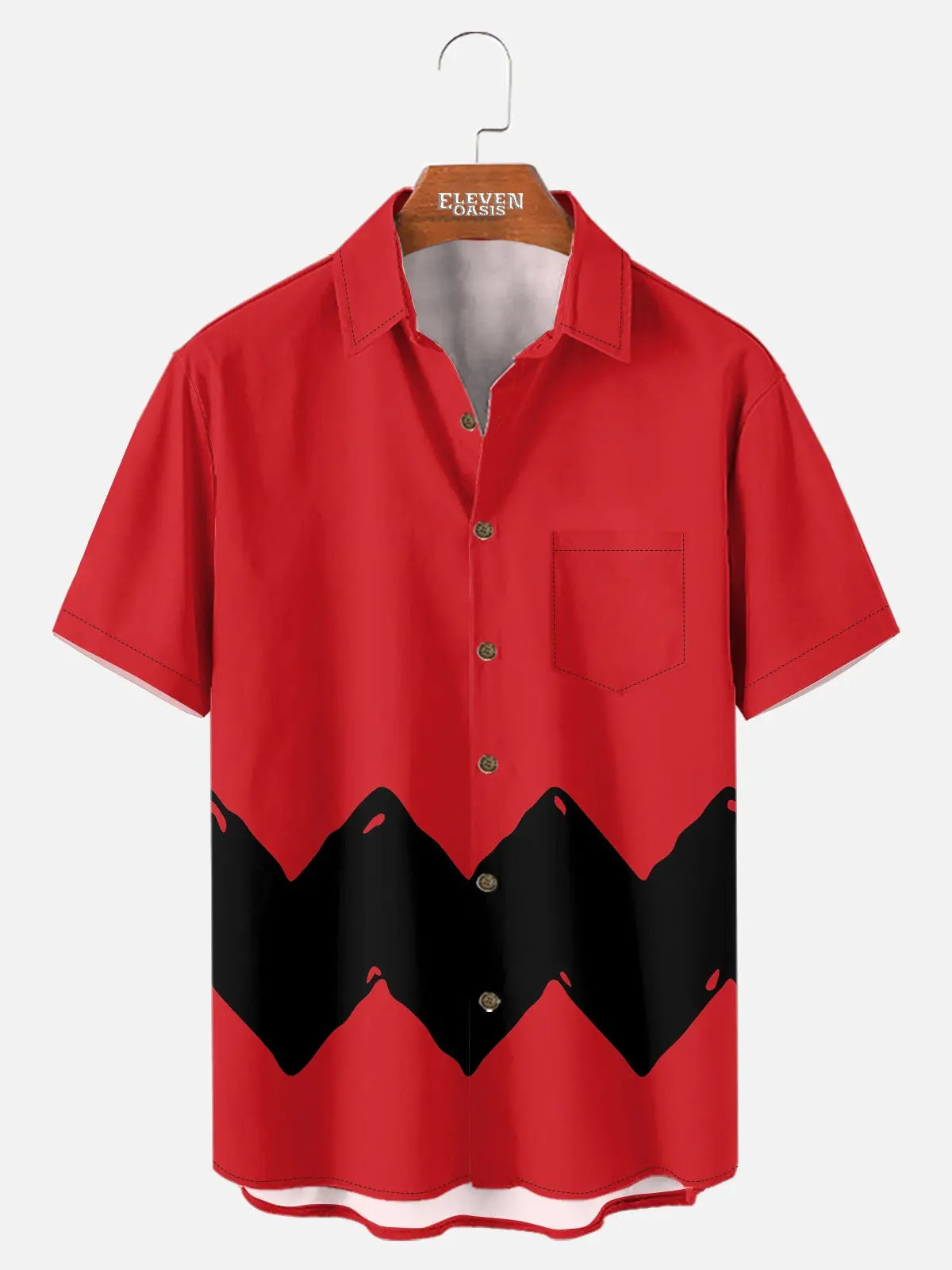 Men's Vintage Cartoon Zigzag Short Sleeve Shirt ElevenOasis