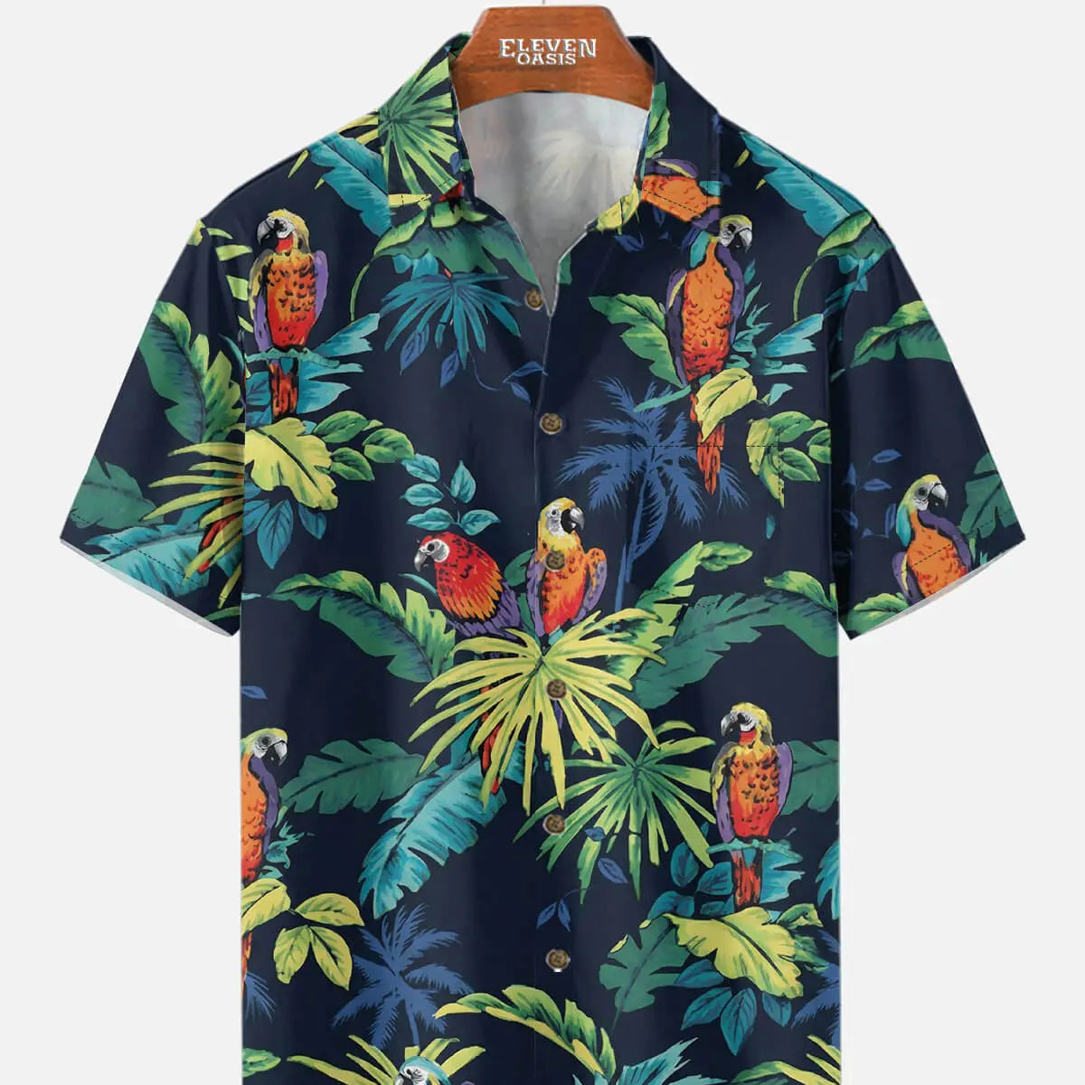 Tall Men's Parrot Paradise Short Sleeve Shirt Eleven Oasis