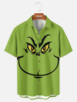 Men's Iconic Big Grinch Face Short Sleeve Shirt ElevenOasis