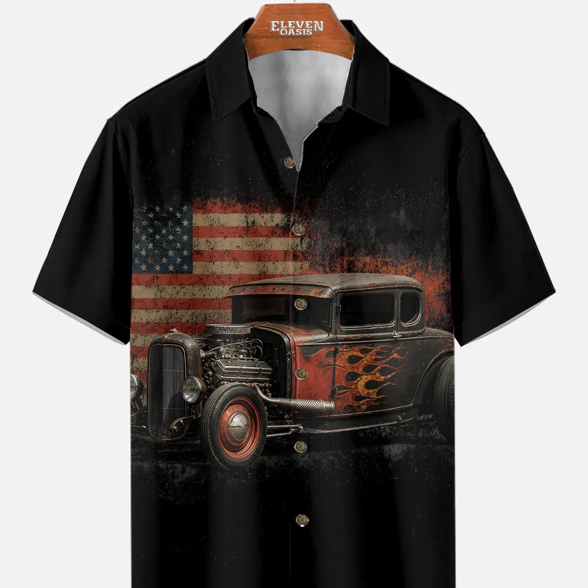 Men's Vintage Hot Rod Americana Short Sleeve Shirt ElevenOasis