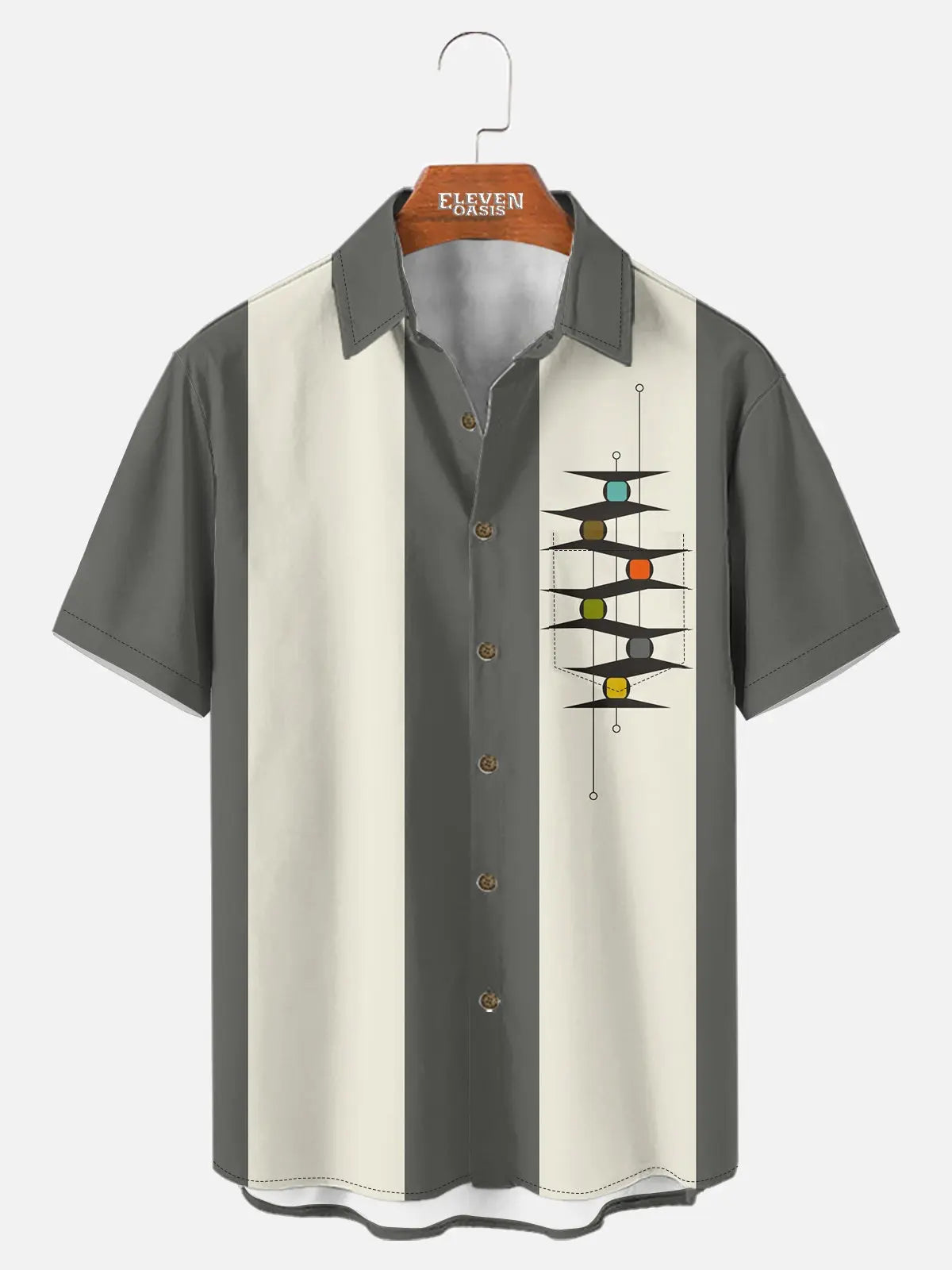 Tall Men's Mid-Century Modern Abstract Bowling Short Sleeve Shirt?